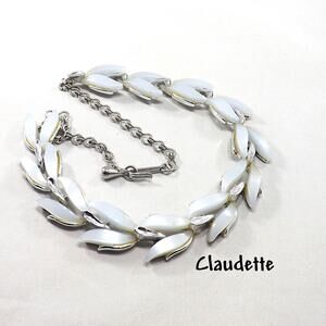 Vintage Frosted Lucite Light Blue Choker Necklace, 1950s, 16"